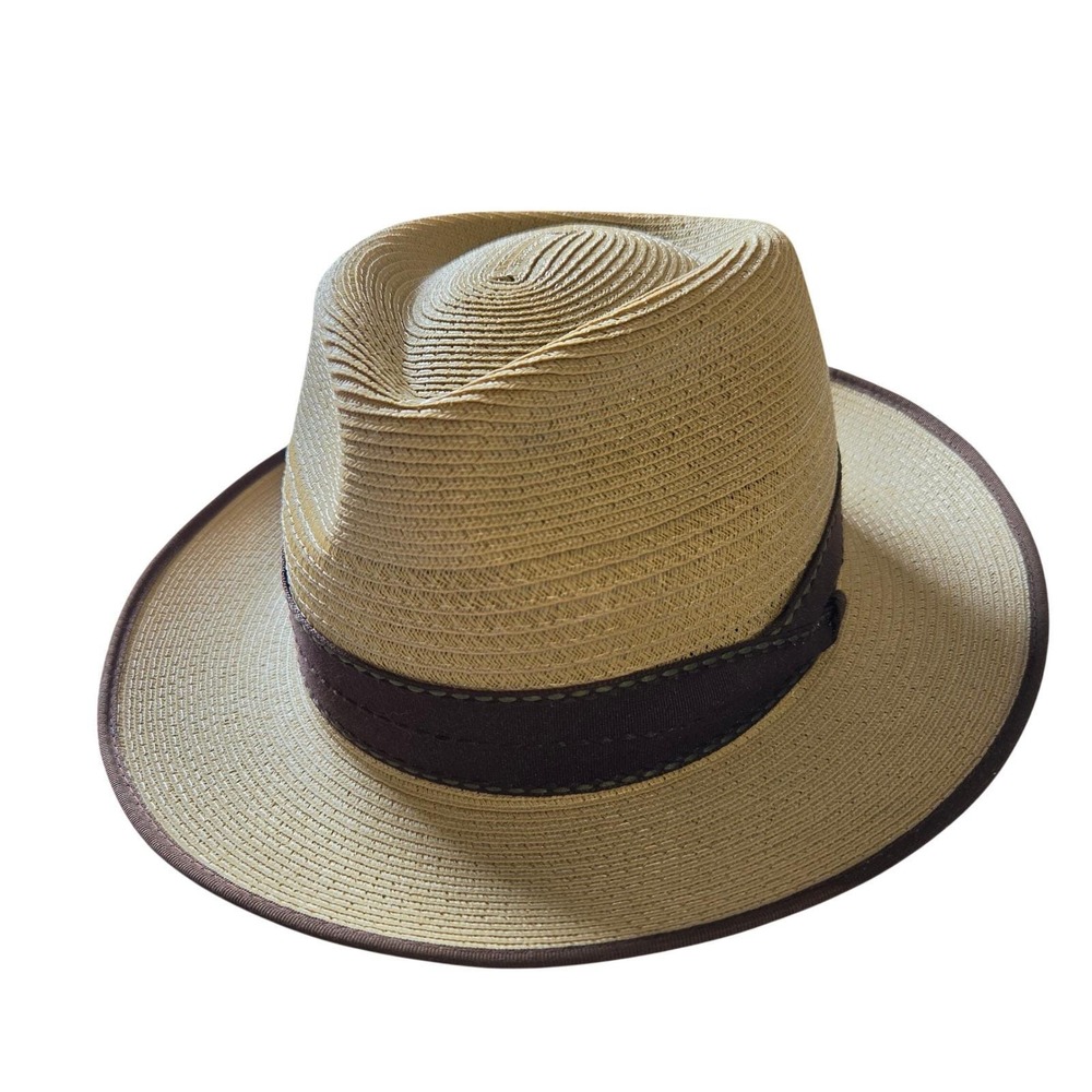 Akubra Capricorn Hemp Straw Fedora Hat Mens 58 Tan Brown Made in Australia